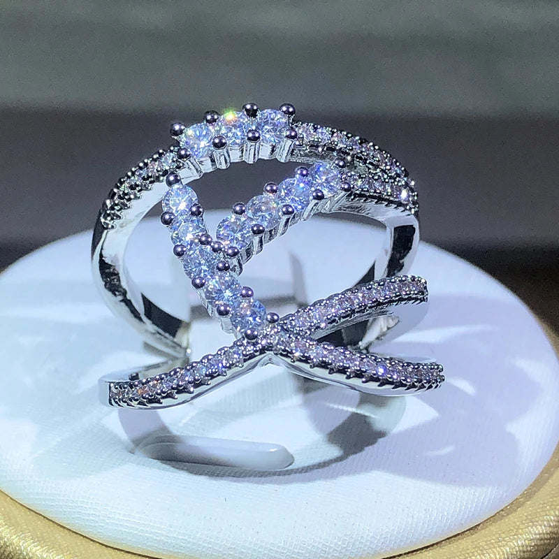 Creative wrap-around zircon sterling silver ring